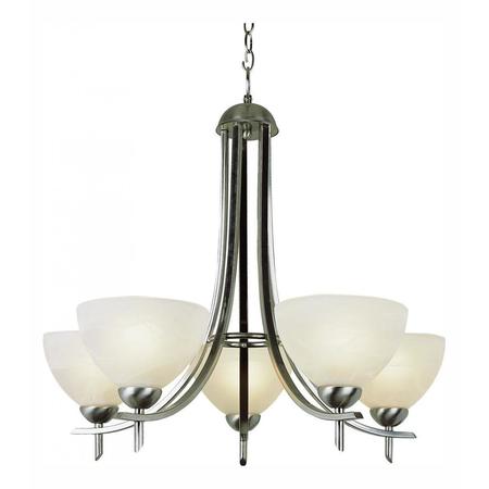 TRANS GLOBE Five Light Brushed Nickel Marbleized Glass Up Chandelier 8175 BN